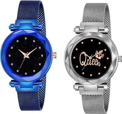Talgo TG-GR_379_Blue_12_Queen_Silver_Maganet Analog Watch  - For Women