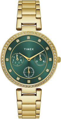 TIMEX TWEL18700 Green Round Dial Quartz Analog Watch  - For Women