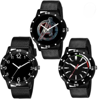 frozil PVC-AMT Analog Black Round Dial PU Belt Analog Watch  - For Men