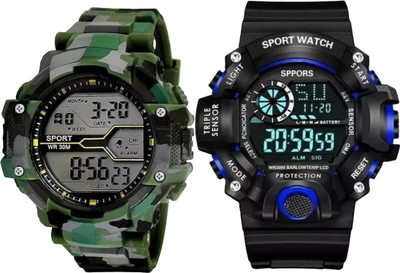 KIMY GE-WA-COMBO_ ARMY & BL_BLU Royal Look Waterproof Military Army Watch For Men’s Boys & Kids in Multicolour Digital Watch  - For Men