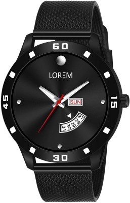 LOREM LR73 Designer Blue Day-Date With PU Strap Analog Watch  - For Men