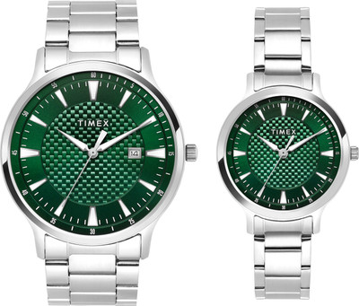 TIMEX TW00PR321 Timex Pair Green Round Dial Analog Watch  - For Men & Women