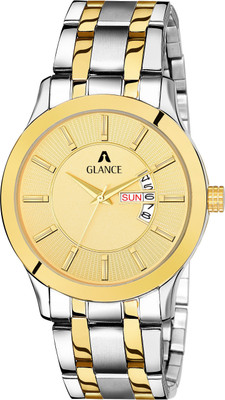 Aglance Silver Gold Day n Date watch with Stainless Steel Self Size Adjustable Chain Silver Gold Day n Date watch with Stainless Steel Self Size Adjustable Chain Analog Watch  - For Men