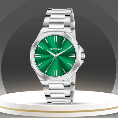 PROVOGUE Polished Stainless Steel Chain with Unique Green Dial Analog Watch  - For Men