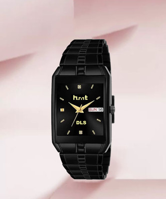 HMT DLS Day & Date Series Original Black Plating Quartz Metal Wrist Watch Analog Watch  - For Men