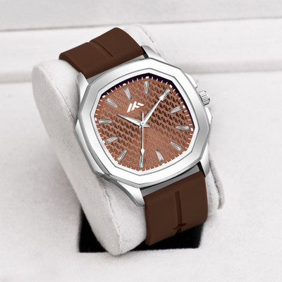 Loretta LT-64 New Latest Brown Silicone Strap Embossed Sqaure Dial Analog Watch  - For Men
