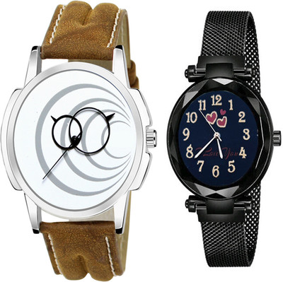 VARNI ENT Varni Enterpraise two classic-style analog metal or Leather straps and simple. Analog Watch  - For Couple