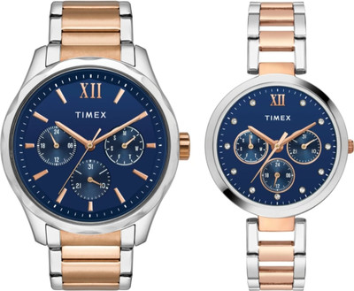 TIMEX TMX-TW00PR267N Timex Empera Pairs Blue Dial Round Case Multifunction Function Watch Analog Watch  - For Couple