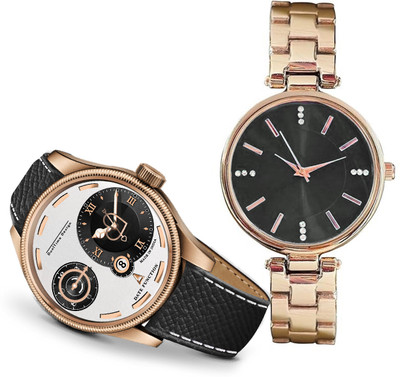 ONIR Premium Quality Couple Analog Watch, Long Battery Life Double Push Safety Clasp Analog Watch  - For Men & Women
