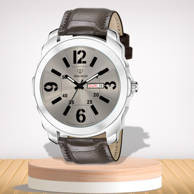 Walrus Brown Dial Analog Day Date Function Leather Strap Wrist Watch For Men Maverick XII Analog Watch  - For Men