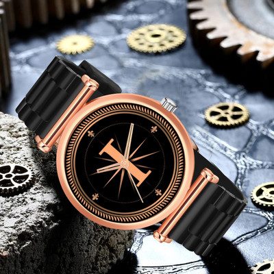 FEMEO ALPHA-I-RLX-M-RG-CDBLK-1 Alpha Heritage Collection I Black Strap Watch for Man & Boys Analog Watch  - For Men