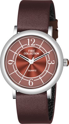 FIRE COLLECTION FC2001 Ladies Analog : Modern Twist. Brass Brown Dial, Brown Leather Belt Analog Watch  - For Women