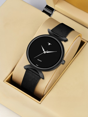 RUSTET LD-L22-BLK-CH LD-L22-SLVBLK-CH Silver Mesh Strap s Analog Watch  - For Girls