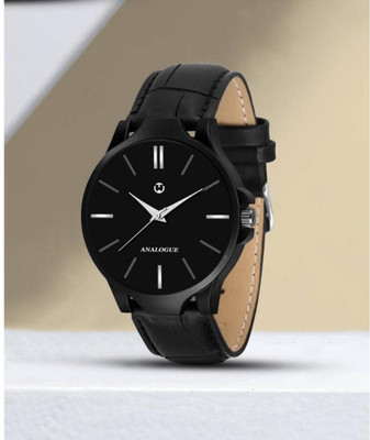 WIZARD TIMES Formal and Party Wear Watch for Men Men Watch Black Leather Strap Black Dial Formal Watch Water Resistant Analog Watch  - For Boys
