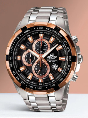 CASIO EF-539D-1A5VDF Edifice EF-539D-1A5VUDF Black Dial Silver Stainless Steel Band Analog Watch  - For Men