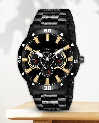 WANTON stainless steel chain shiny attractive Black Chrono stylish dial watch for men Analog Watch  - For Boys