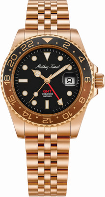 Mathey-Tissot GMT Quartz Swiss Made GMT Quartz Black Dial Analog Watch  - For Men