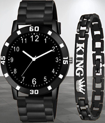 SHURAI Black 202 12-52 with King Bracelet Black Small Analog Quartz For Men/Boys Analog Watch  - For Men