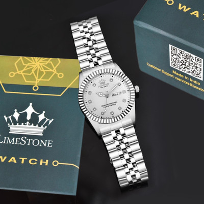 LIMESTONE Legacy Series Stainless Steel Day and Date Functioning | Stylish Chain | Quartz Analog Watch  - For Men