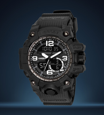 Harbor 9091 Black New Dual Time Sports Watch For Men & Boys Analog-Digital Watch  - For Boys