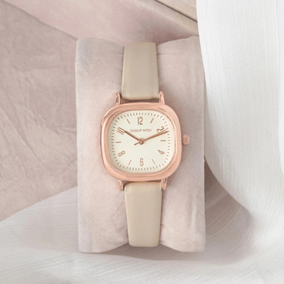 Joker & Witch Cinque Rosegold Biege PU Strap Watch Analog Watch  - For Women