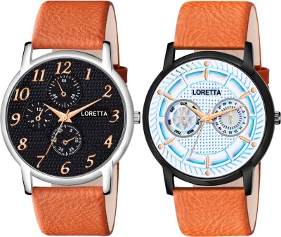 Loretta Chronograph Slim Dial Tan Color Leather Belt Sporty Look Analog Watch  - For Men