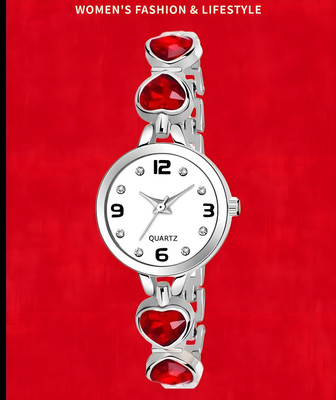 COSMIC RED STONE STUDDED SILVER CHIAN ANALOG WATCH 704 Analog Watch  - For Women