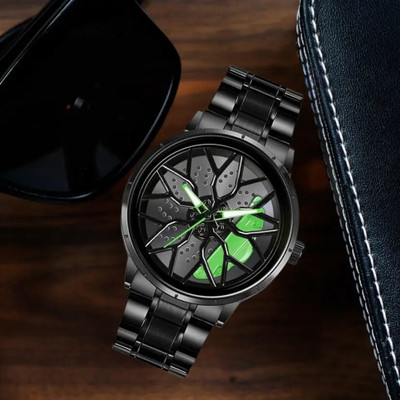 Om Collection Lotus RealBuff Mens Car Wheel Watch Analog Watch  - For Men