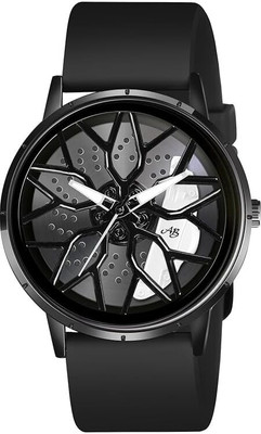 elivor Men's with Black Silicone Band with chain Geometric Pattern Dial, Modern Design best selling black dial with silicone belt & chain strap rotating dial watch Analog Watch  - For Men