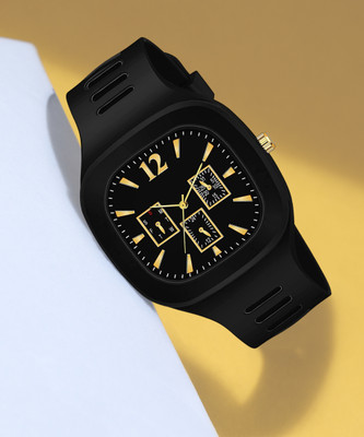 KIMY Miller - Triple Dial Square Analog Watch For Men - Dark Knight Black Analog Watch  - For Men & Women