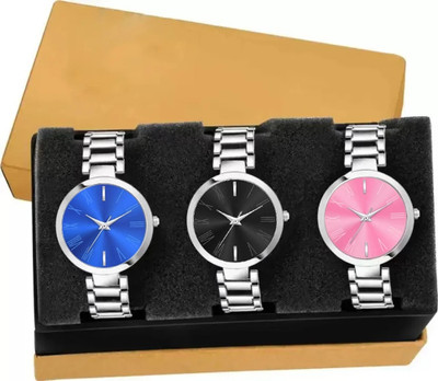 Alkhwatches Pack of 3 Classic Elegance Chain watch for Girl & Women Analog Watch  - For Girls