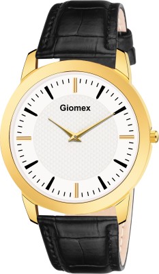 Giomex GMA0L732 Black Round Dial with Leather Strap Watch for Men Analog Watch  - For Men