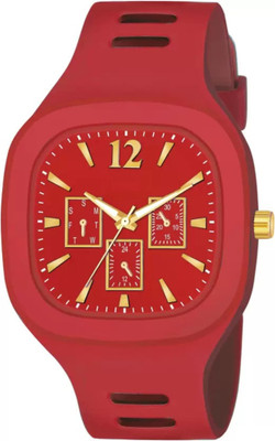 Alkhwatches Red Square Dial Analog Silicon Strap Stylish Designer Analog Watch for boy men Analog Watch  - For Boys & Girls