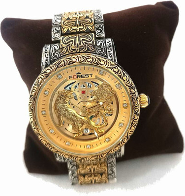 FOREST luxury lion FOREST curved golden dial bracelet wrist watch Analog Watch For Men Analog Watch  - For Men