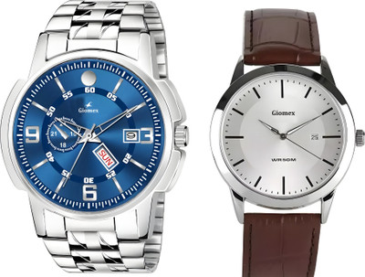 Giomex Katori Blue Chain-Combo-1584SL03_1 Silver Date Katori Blue Chain-Combo-1584SL03_1 Silver Date Analog Watch  - For Men & Women