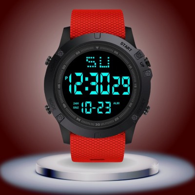 PAPIO Red Color Plastic Band Sport Digital Watch  - For Men