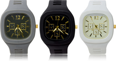 FEMIO New Analogue Superb Best Quality Silicon rubber belt watch for men (Pack of 3) Analog Watch  - For Men