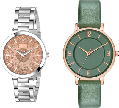 Fentex Trending combo analog watch with one leather and one Stainless Steel strap watch Trending combo analog watch with one leather and one Stainless Steel strap watch Analog Watch  - For Girls