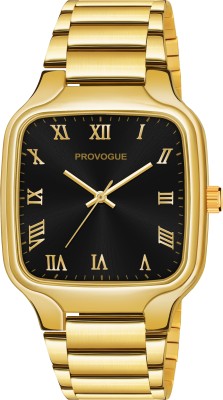 PROVOGUE 01 Square Designer Black Gold watch with Roman gold Figure Dial Square Designer Black Gold Watch with Gold Roman Figure Dial Analog Watch  - For Men