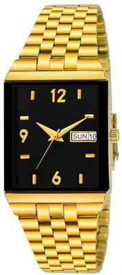 elivor Day & Date Functioning Golden Plated Chain Watch Analog Watch - For Men Elivor Analog Square Watch | Day and Date | Latest Gold Men's Watch Analog Watch  - For Men