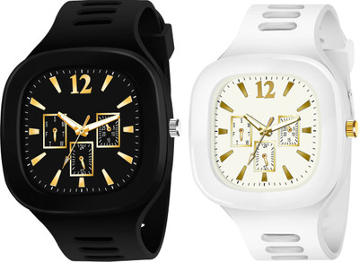 Om Collection Black and White Square Dial Combo Black and White Square Dial Combo Analog Watch  - For Boys