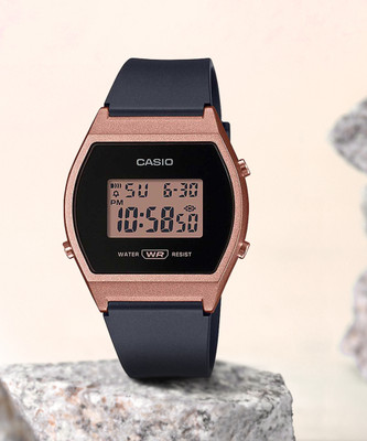 CASIO LW-204-1ADF Vintage Rose Gold Dial Black Resin Strap Digital Watch  - For Men & Women