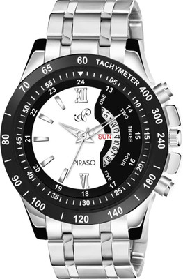PIRASO RSSL D&D-16 WHITE & BLACK SILVER New Look White & Black Dial day & date working Display Watch for Men Analog Watch  - For Men