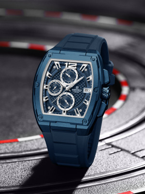 NAVIFORCE NF8050 Deep Blue chronograph dial with soft stylish silicon strap Analog Watch  - For Men