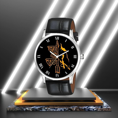 MAHAVIRA COLLECTION Black4_leather_god image Jay Shree Ram God Stylish Leathers Strap watches for men Analog Watch  - For Men