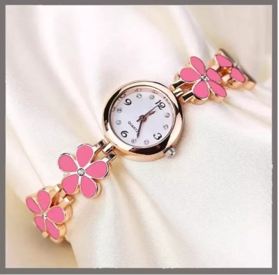 Endeavour 3 Petal Bracelet Rose Gold Pink 3 petal Flower Studded Gift on Girls Watch for Women Analog Watch  - For Women