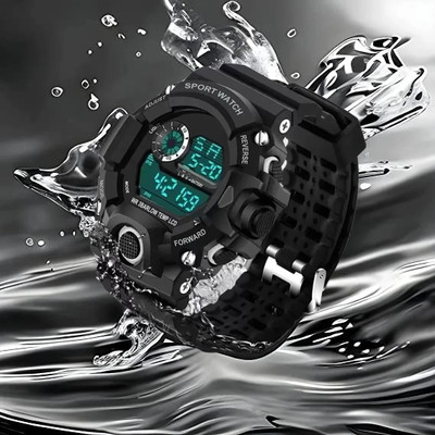 Om Collection spt Digital Sports 50m Waterproof LED Military Smart Stopwatch Countdown Digital Watch  - For Men