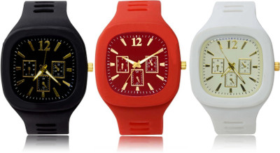 FEMIO New Analogue Superb Best Quality Silicon rubber belt watch for men (Pack of 3) Analog Watch  - For Men