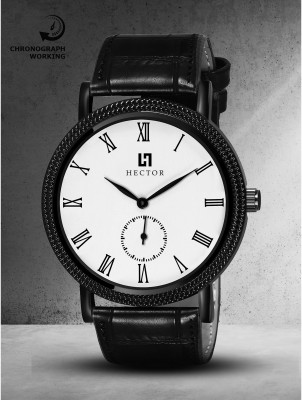 Hector HC26 Men Watch With Chronograph Working White Dial & Black Artificial Leather Strap Analog Watch  - For Men