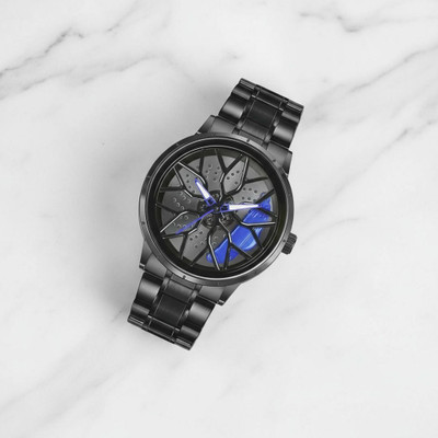RICK Blue Car wheel | Spinning | Roatating | Gyro | Blue Analog Watch Analog Watch  - For Men & Women